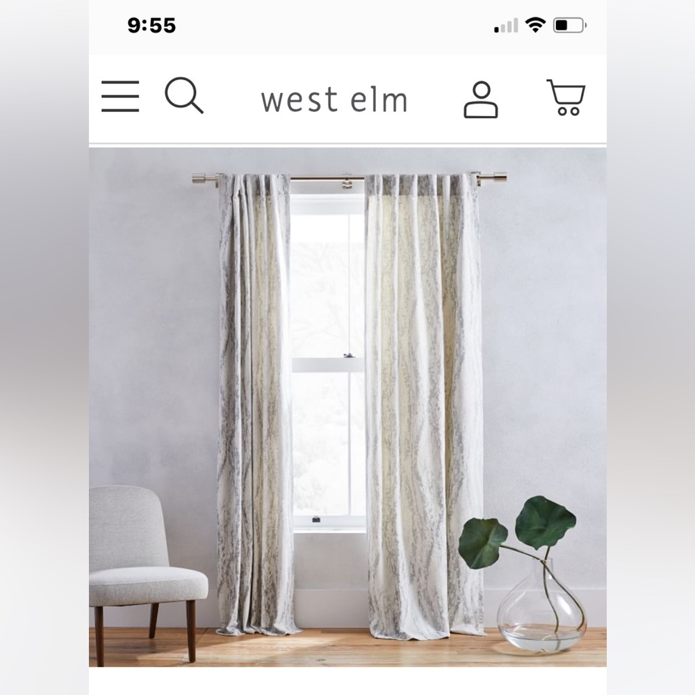 1st West elm bark jacquard texture blackout curtain silver grey curtain
